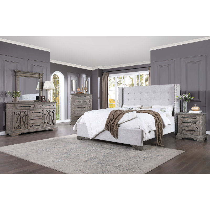 Lit plateforme tapissier Woodrum, Grand