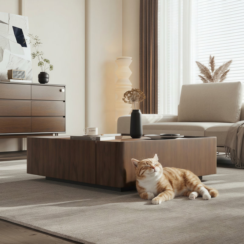 Square Coffee Table 12.6"H, Low-12.6"H
