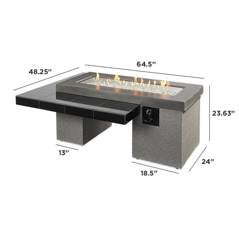 Rectangle Smokeless Fire Pit Table with Hidden Fuel Tank, Gray