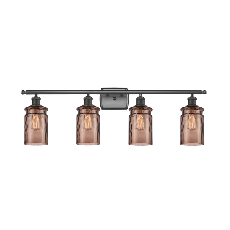 Éclairage de salle de bain à intensité variable 4 lumières Binkley, Ampoule incandescente rétro de 60 watts, Verre limpide