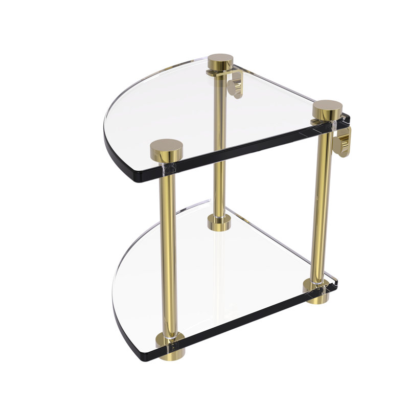 Gober 2 Piece Triangle Corner Shelf, Unlacquered Brass