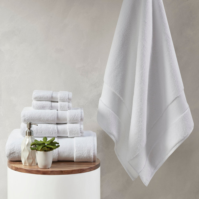 Ensemble de serviettes 6 pièces en coton, Blanc