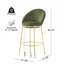 Tabouret de bar Celano Indoor moderne et luxueux, revêtement vert olive, pattes dorées polies, lot de 4-568402190