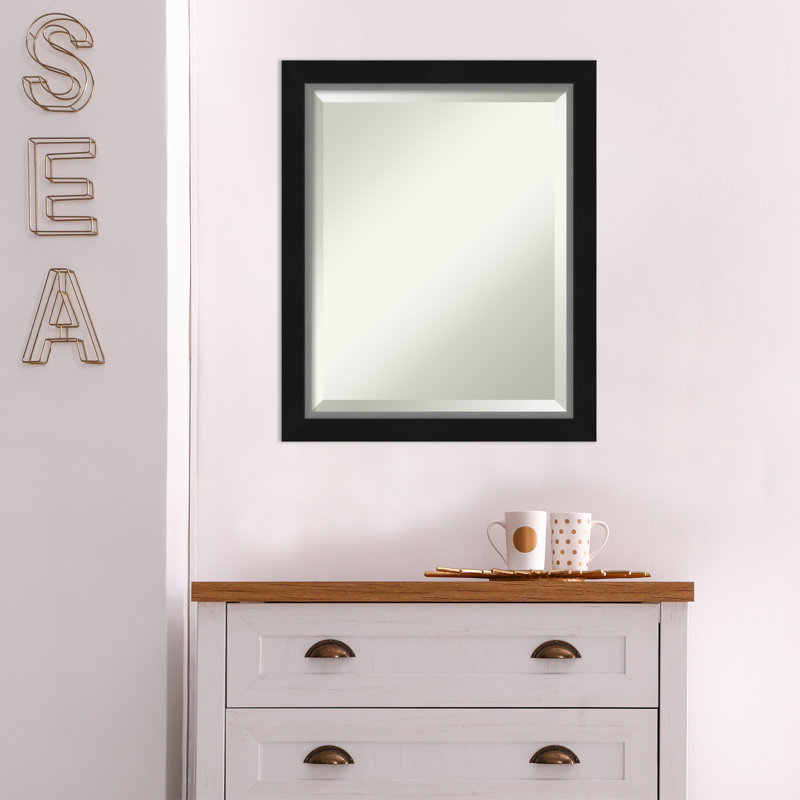 Flat Wall Mirror, 23" x 19", Black