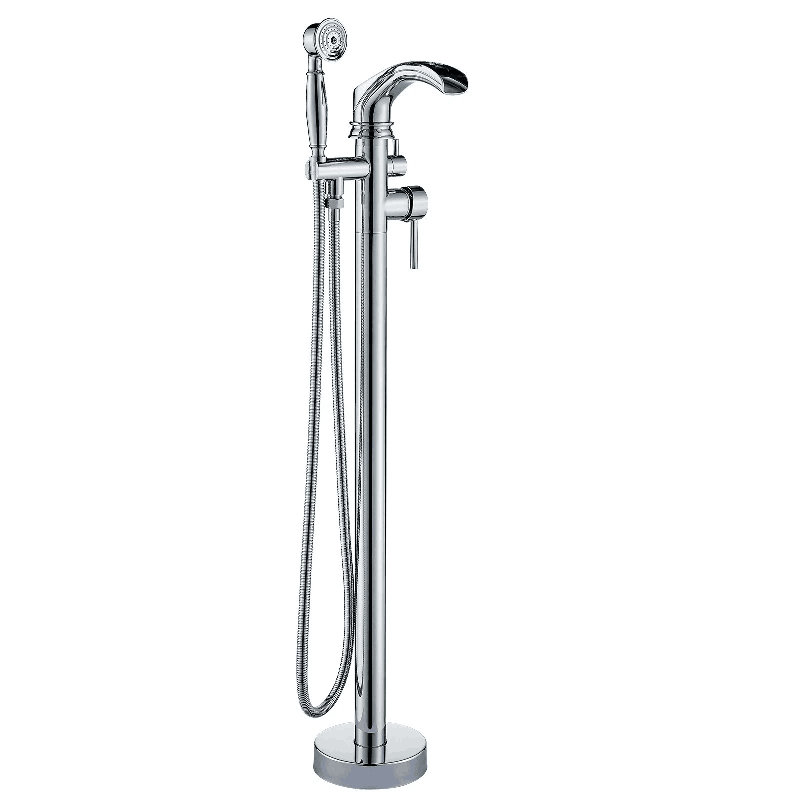 Floor Mount Freestanding Bathtub Shower Faucet Waterfall Tub Filler Mixer Mixer