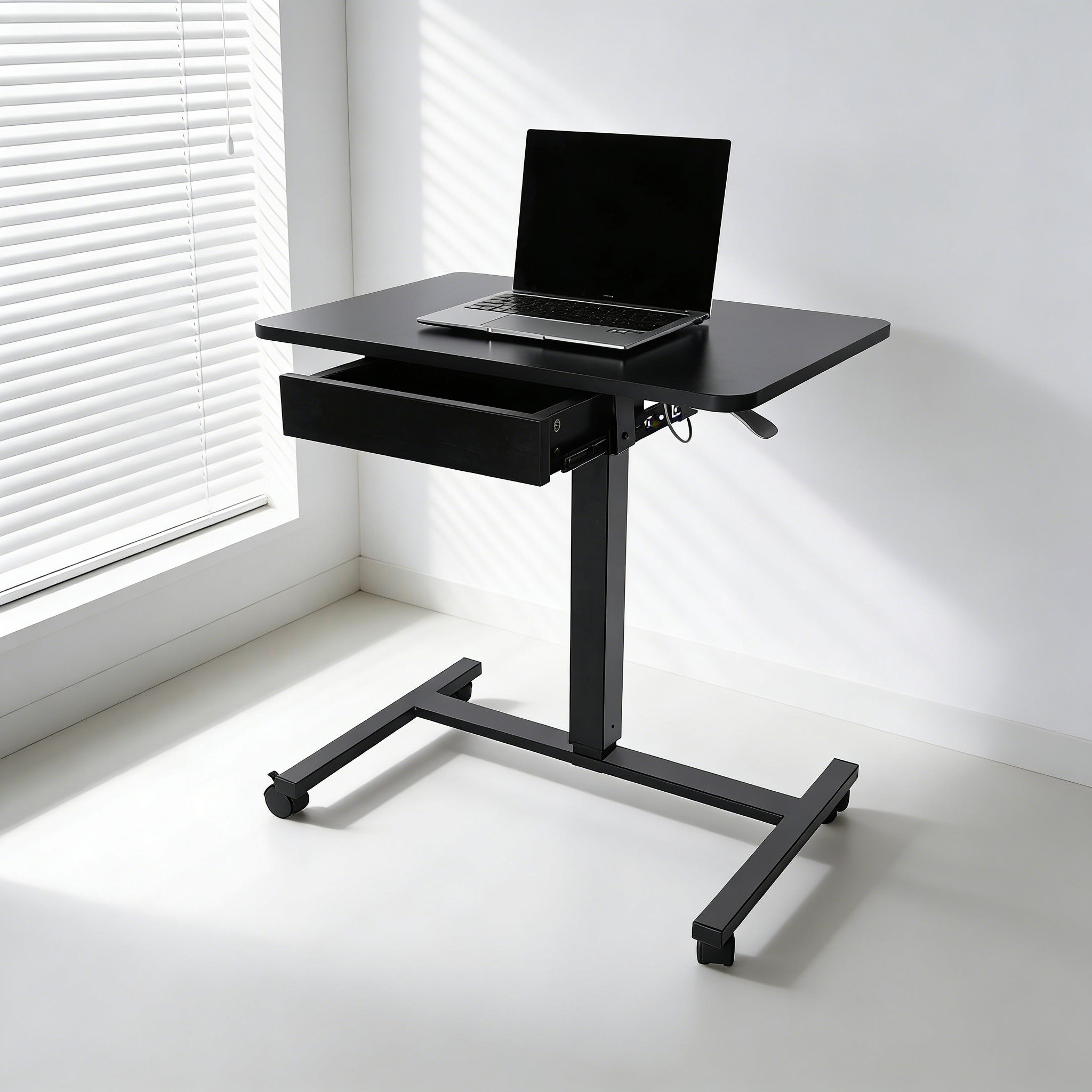 Metro Lane Pneumatic Height Adjustable Mobile Laptop Standing Desk, 71 ...