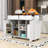 Fluted Kitchen Island Cart with Drop Leaf, Built-In Charging Station, Adjustable Shelves and Ample Storage-864124576