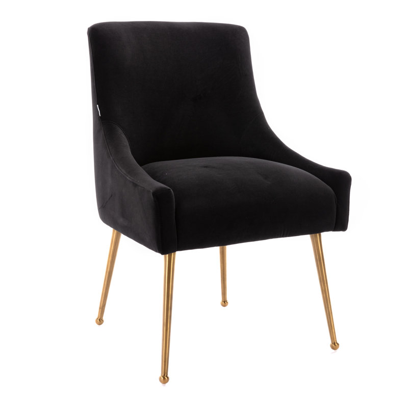 Johileny Velvet Side Chair, Black Velvet