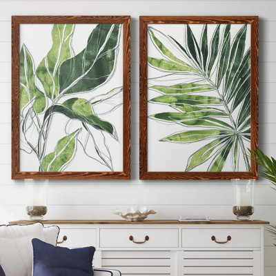 «Expressive Palm III», ensemble de 2 peintures sur toile encadrées