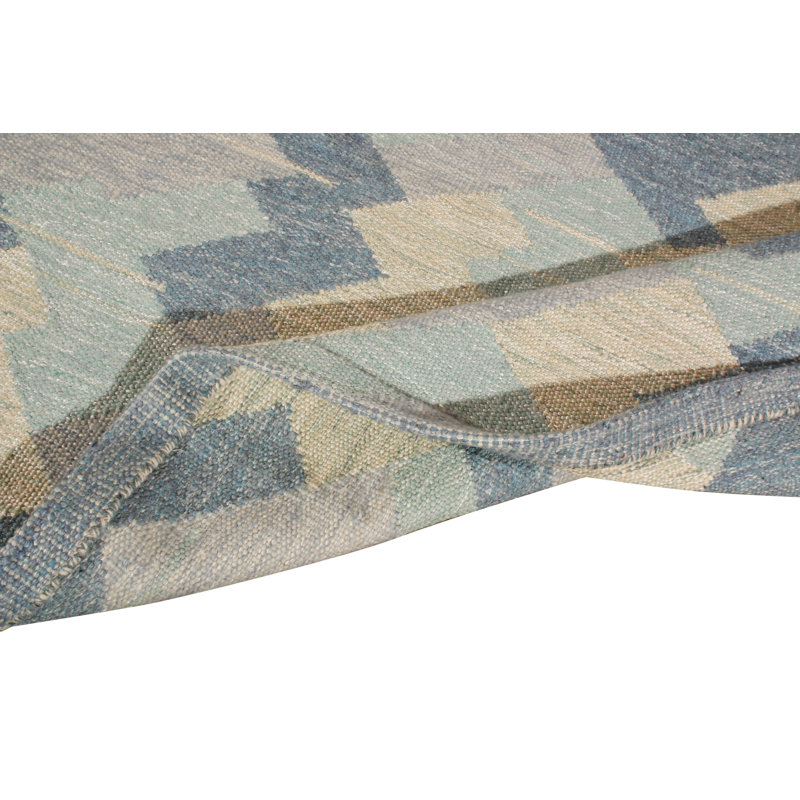 Hand-Made Scandinavian Style Kilim Blue Flat Weave By Rug & Kilim, Rectangle 10' x 14'