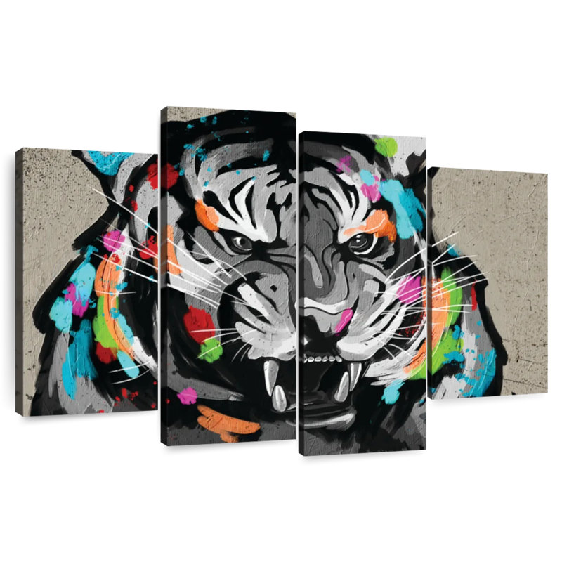 Tiger Ferocity Abstract Colour, 27" H x 43" W