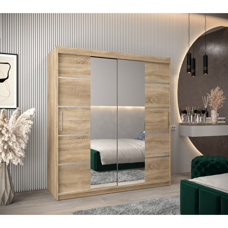 Lonette 2 Door Manufactured Wood Wardrobe, Oak Sonoma