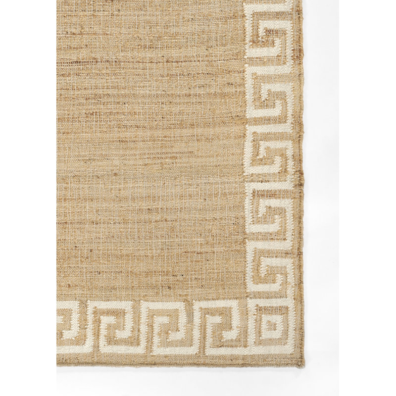 Erin Gates by Momeni Orchard Greek Key Jute and Wool Hand Woven Ivory Area Rug, Rectangle 3'6" x 5'6"