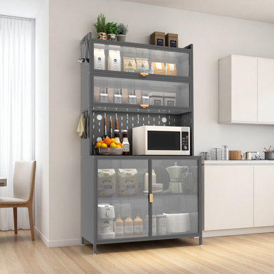 73" H Kitchen Pantry Cabinet With Pegboard And Hooks by Ebern Designs