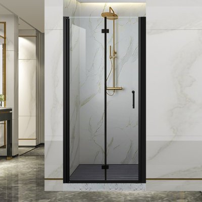 32-33.9 in. W x 72 in. H Frameless Bi-fold Shower Doors with Clear SGCC Tempered Glass