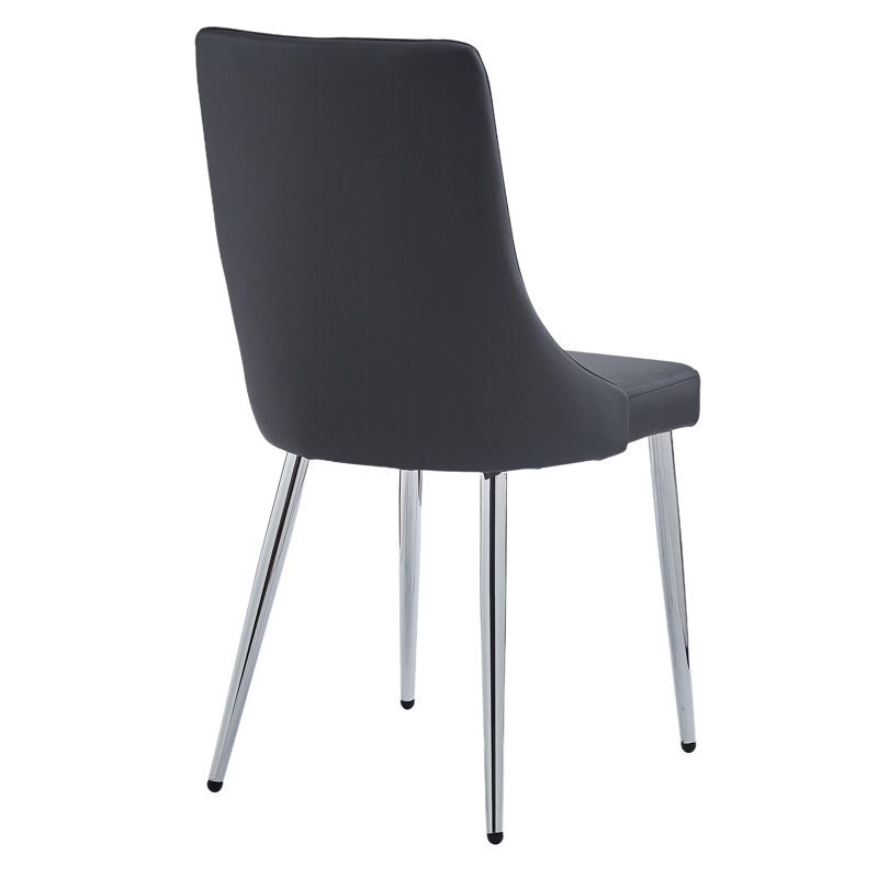 Chaise de salle à manger Ninfa, ensemble de 2, en noir et chrome, Noir