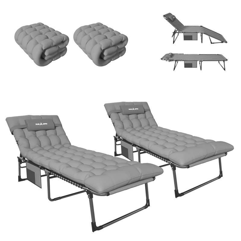 Chaise longue d'extérieur en acier, Gris