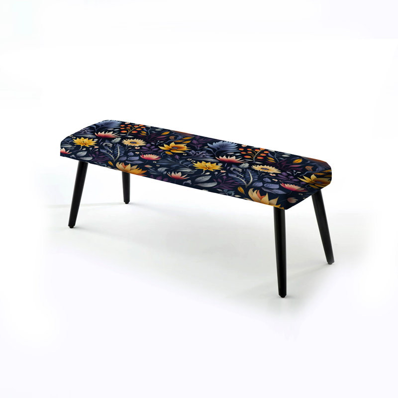 Banc jaune rembourré floral jaune avec motif floral zen jaune
