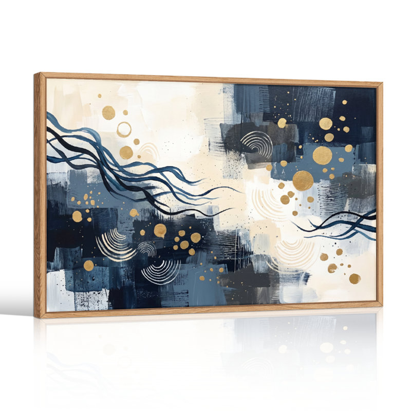 Ensemble de 1 tableau abstrait sur toile « Vagues », 32"H x 48"W, Natural