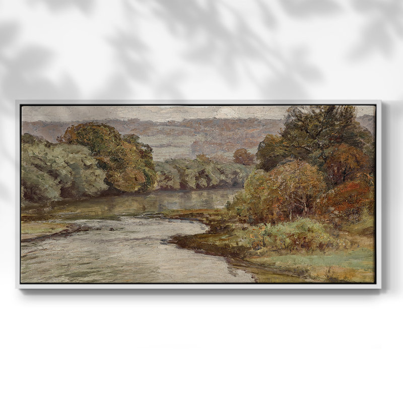 Landscape Series-MCXLVIII- Framed Gallery Wrapped Canvas -Ready to Hang, 21" H x 41" W, White