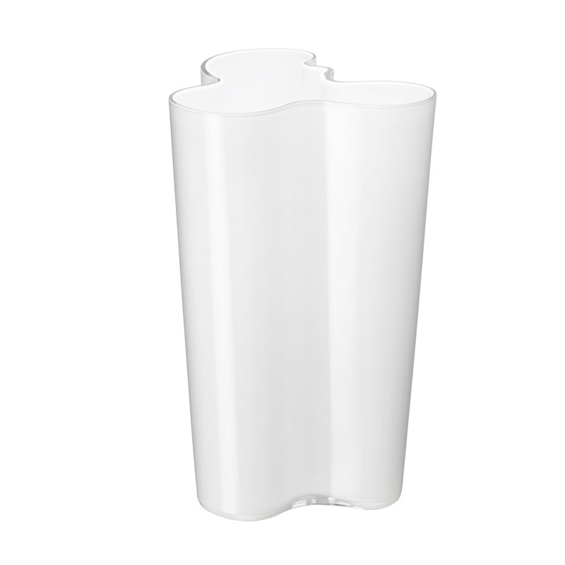 Aalto Glass Table Vase, 3.74" H x 4.49" W x 3.69" D, White