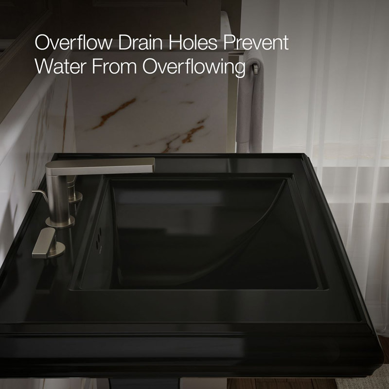 Memoirs Rectangular Pedestal Bathroom Sink with Overflow, Black Black™, 8'' Centers