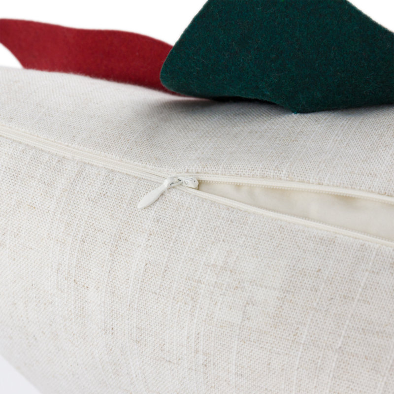 Appliqued Cotton Pillow Cover, Red