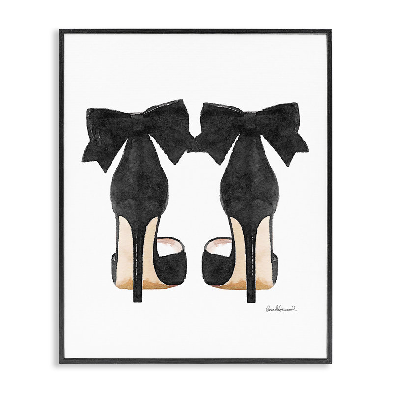 «Pompes Heels with Black Bow», impression, Giclée encadrée noir minuit, H 16 po x l 20 po