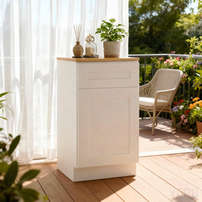 Armoire de base 12 po Shaker, porte / tiroir à fermeture en douceur - blanc