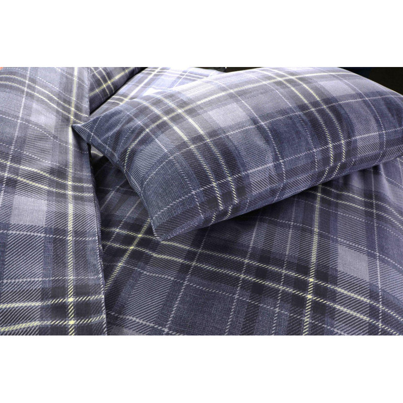 Aceline Cotton Blend Plaid Duvet Cover Set with Pillowcases Included, Super King - 2 Pillowcases (50 x 75cm)