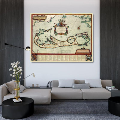 Art sur toile tendue Red Barrel Studio® Blaeu Gallery: Landowner Bermuda, Blaeu 1630 ITBE0011