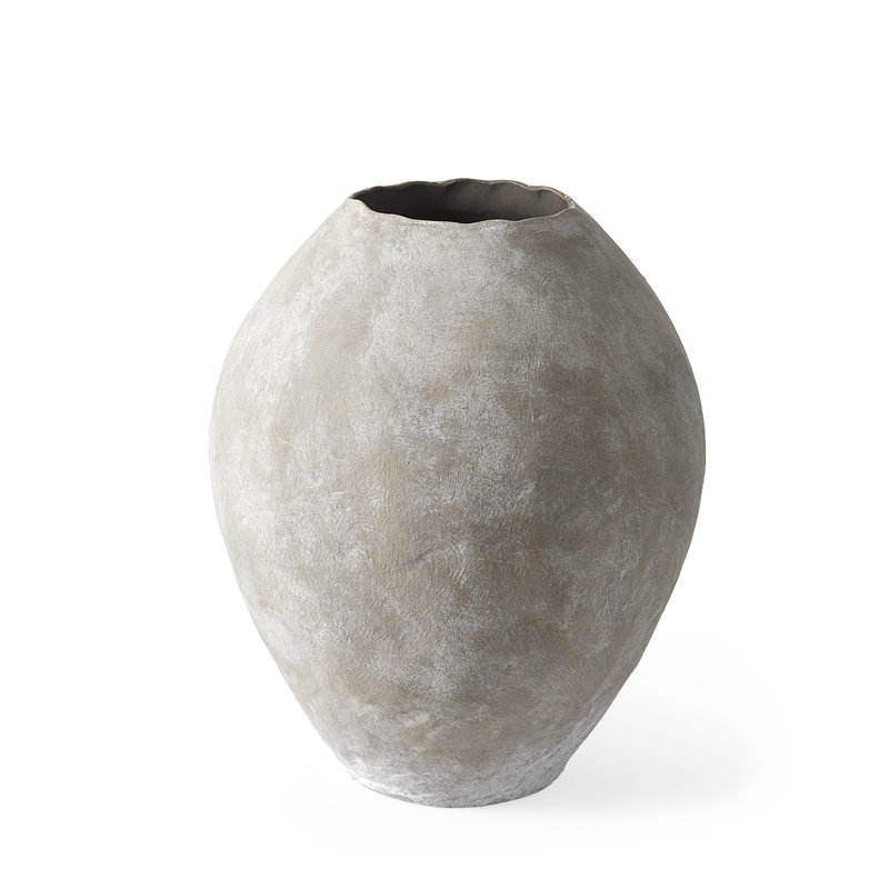 Vase de plancher en céramique Aisling, Brun clair, H 23,4 po x l 19,7 po x P 19,7 po