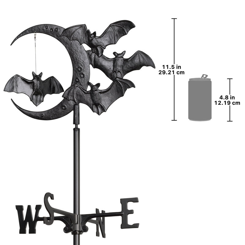 Crescent Moon Vampire Bats Weathervane, Rooftop