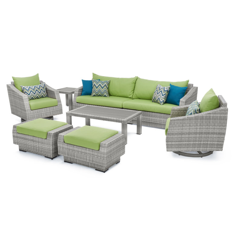 Cannes™ Deluxe 7 Piece Deep Seating Group, Canvas Ginkgo Sunbrella® Canvas