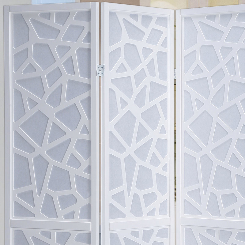 Giyano 4 Panel Screen Room Divider, White, White