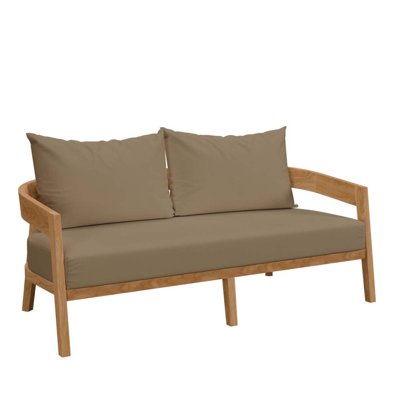 Modway Brisbane Teak Wood Outdoor Patio Loveseat, Light Brown