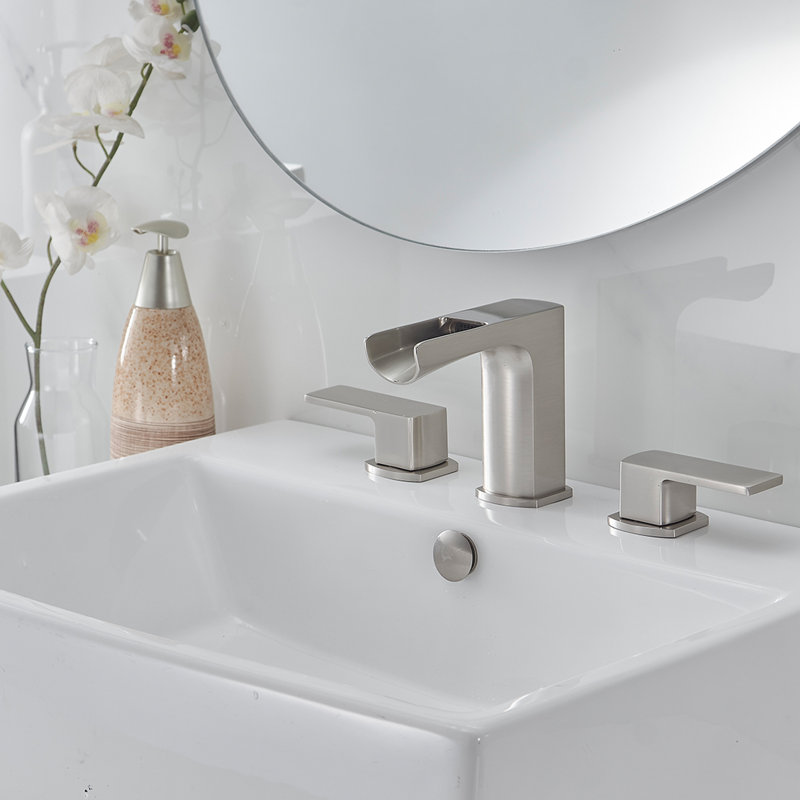 Widespread 2-handle Bathroom Faucet with Drain Assembly, Brushed Nickel