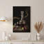 Carafe en cristal et verres avec feuilles de raisin sur toile noire-1340122427