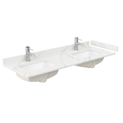 60" Double Countertop with Square Sinks (1-Hole), Backsplash & Sidesplash
