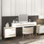 Meuble-lavabo moderne blanc 47,2 po avec miroir rabattable, 4 tiroirs, compartiments de rangement et métal doré-406210486