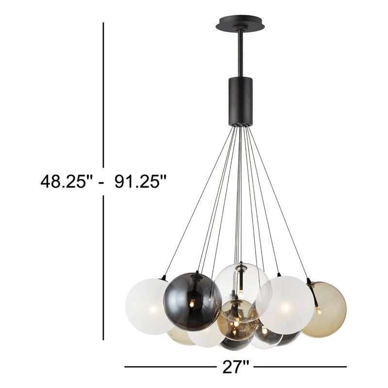 Luminaire suspendu sphère 12 lumières Celica, Noir