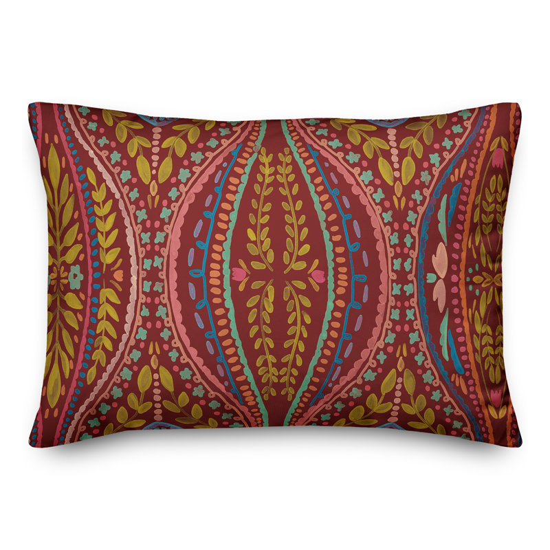 Housse et insert de coussin d'extérieur Juan, Rouge, Floral 7