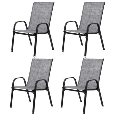 Chaises de patio pour l'extérieur avec dossier haut, accoudoirs et tissu respirant en textilène, 4 pièces