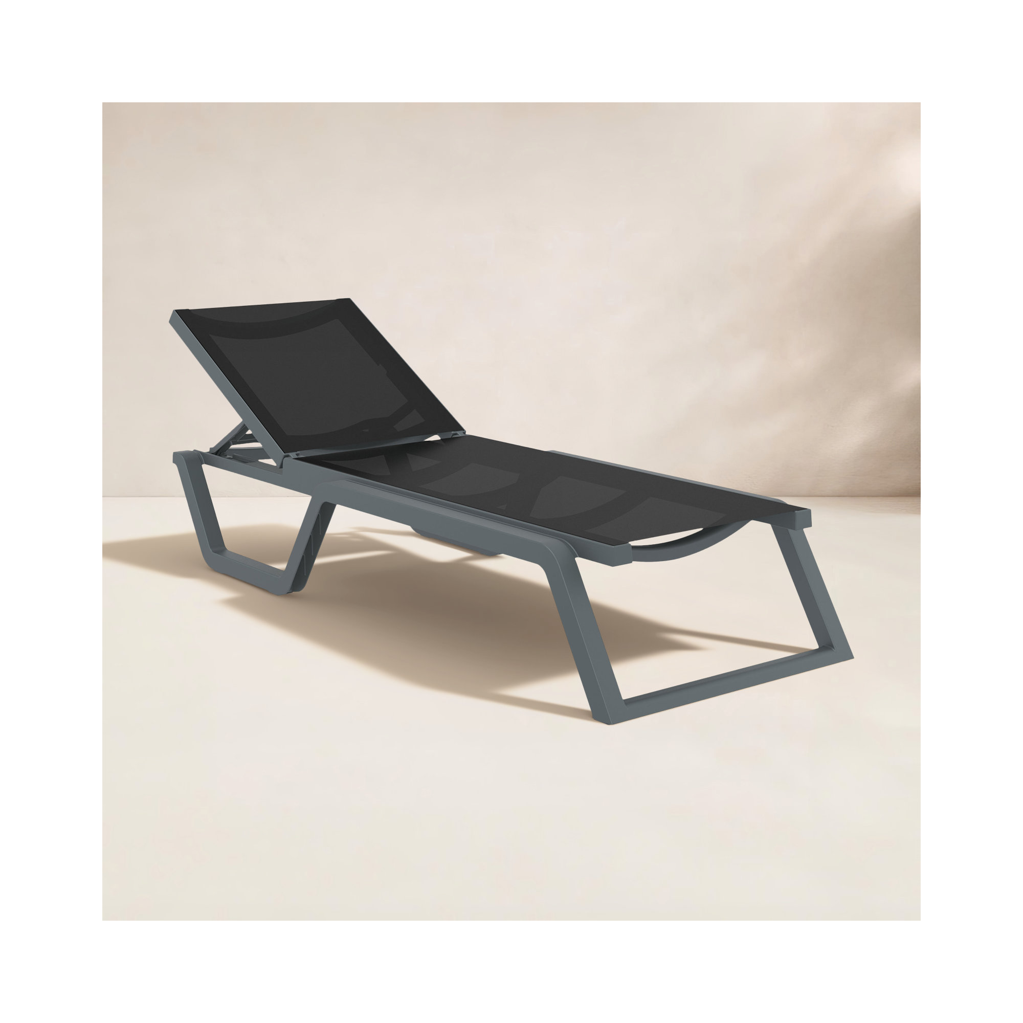 Rio Sling Chaise Lounge, Black/Gray