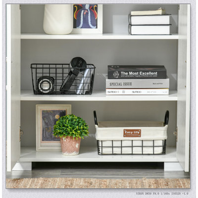 Industrial White Kitchen Pantry with Cupboard and Shelves