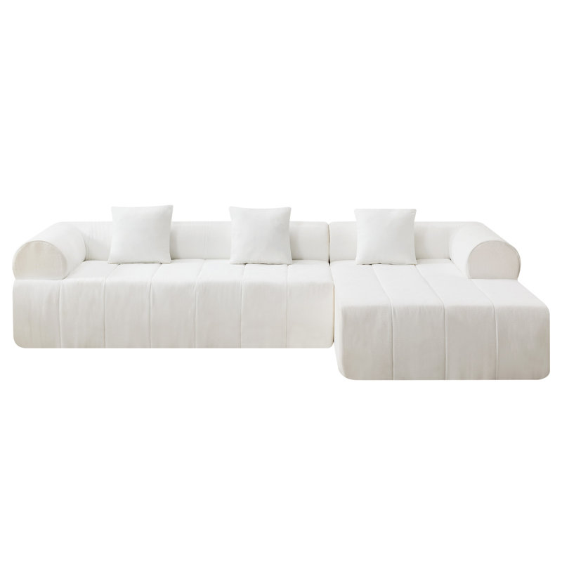 Canapé 2 pièces avec méridienne et fauteuil, Blanc