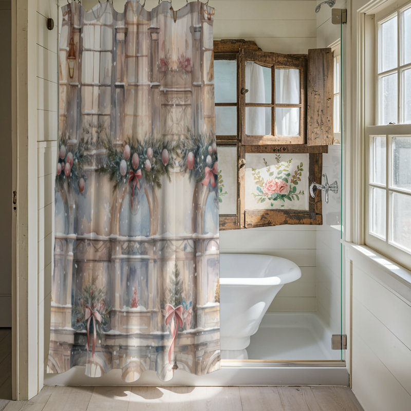Christmas Scenery - Rideau de douche Premium, H 74 po x l 71 po