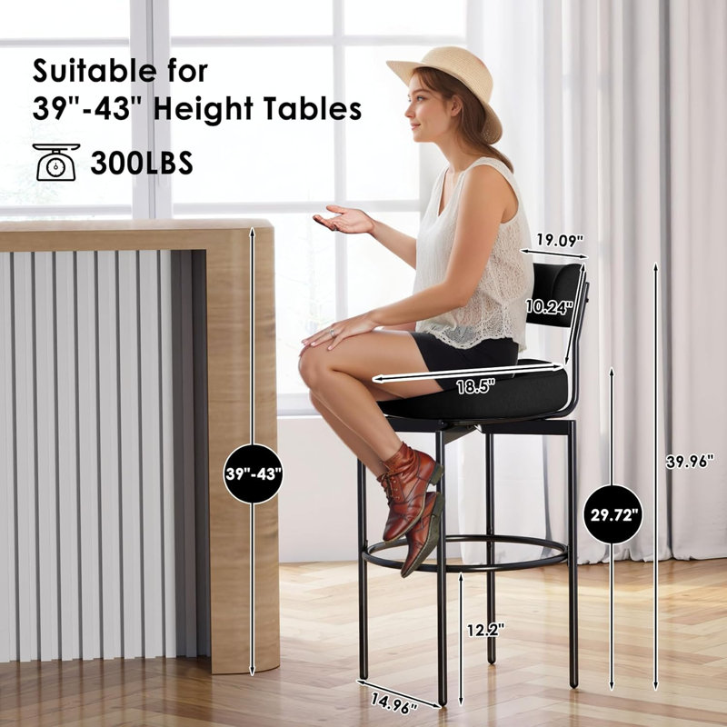 Swivel Bar Stools Set Of 2, Black