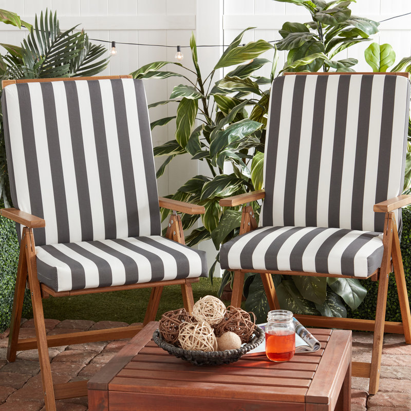 High Back Dining Chair Pad, Canopy Gray Striped