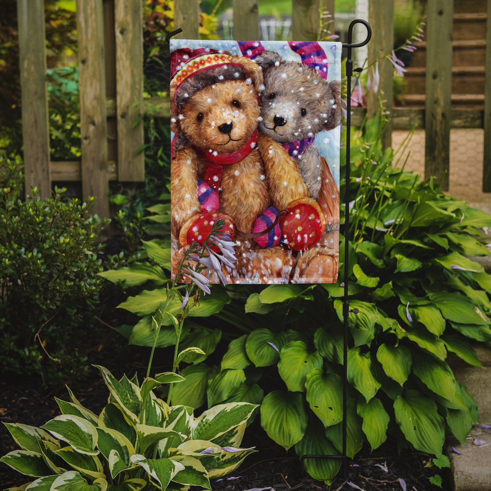 Winter Snow Teddy Bears 2-Sided Garden Flag Trinx 